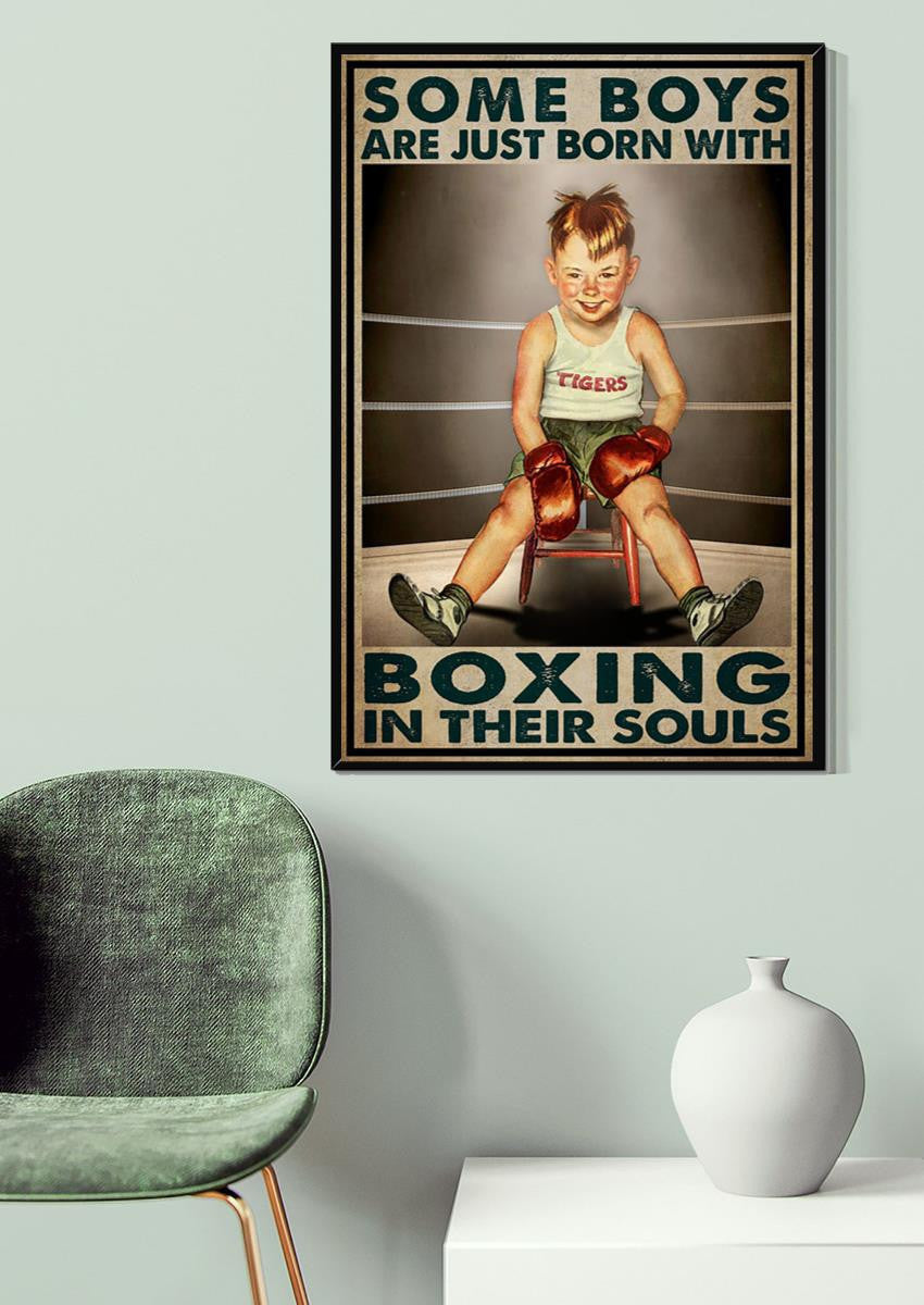 Some Boys Are Born With Boxing In Souls Inspiration Gallery Canvas Wall ArtGift For Kick Boxing Lover Canvas Framed Prints, Canvas