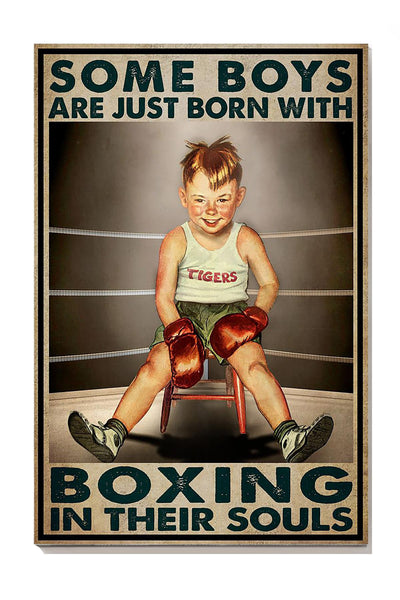 Some Boys Are Born With Boxing In Souls Inspiration Gallery Canvas Wall ArtGift For Kick Boxing Lover Canvas Framed Prints, Canvas