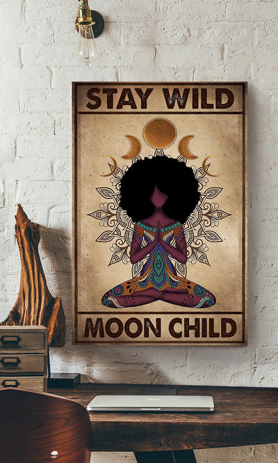 Stay Wild Moon Child Keep Calming Quote Gallery Canvas Wall ArtGift For Yoga Girl Meditation Lover 02 Canvas Framed Prints, Canvas