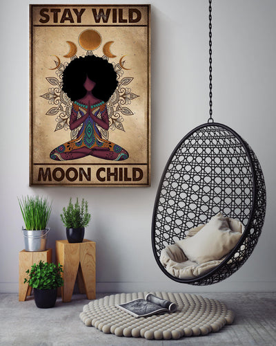 Stay Wild Moon Child Keep Calming Quote Gallery Canvas Wall ArtGift For Yoga Girl Meditation Lover 02 Canvas Framed Prints, Canvas