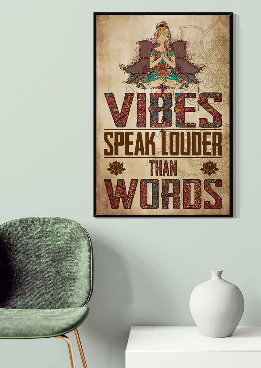 Yoga Vibes Speak Louder Than Words Gallery Canvas Wall ArtFor Yoga Lover Yoga Studio Decor Canvas Gallery Wrapped Canvas Framed Gift Idea Framed Prints, Canvas