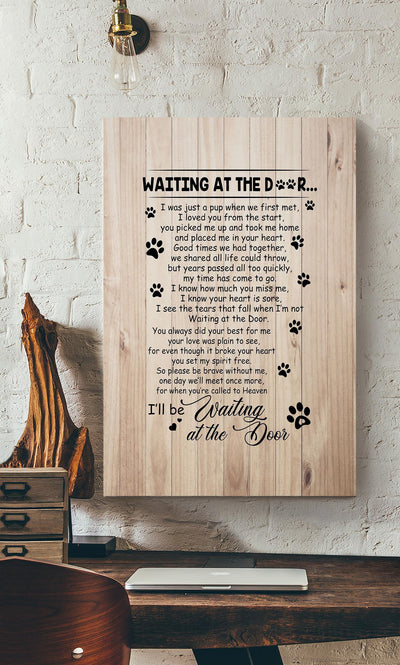 Waiting At Door Wooden Gallery Canvas Wall ArtGift For Cat Dog Lover Dog Mom Foster Canvas Framed Prints, Canvas