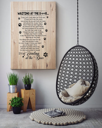 Waiting At Door Wooden Gallery Canvas Wall ArtGift For Cat Dog Lover Dog Mom Foster Canvas Framed Prints, Canvas