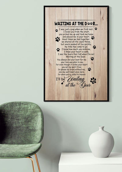 Waiting At Door Wooden Gallery Canvas Wall ArtGift For Cat Dog Lover Dog Mom Foster Canvas Framed Prints, Canvas