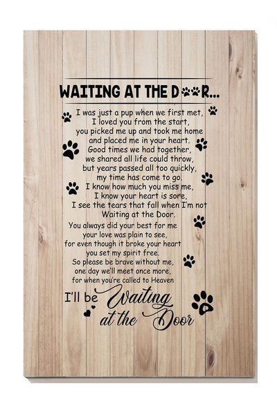 Waiting At Door Wooden Gallery Canvas Wall ArtGift For Cat Dog Lover Dog Mom Foster Canvas Framed Prints, Canvas