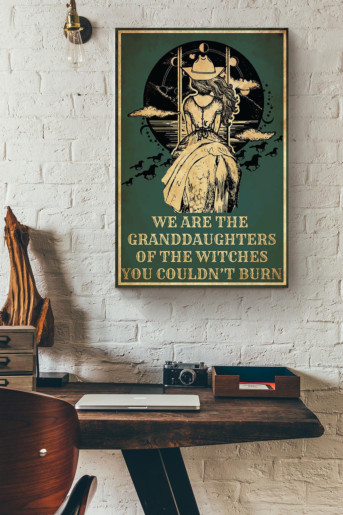 We Are The Granddaughter Of Witches Halloween Wall Decor Gift For Pumpkin Carving Ideas Halloween Decorations Witch Lover Canvas