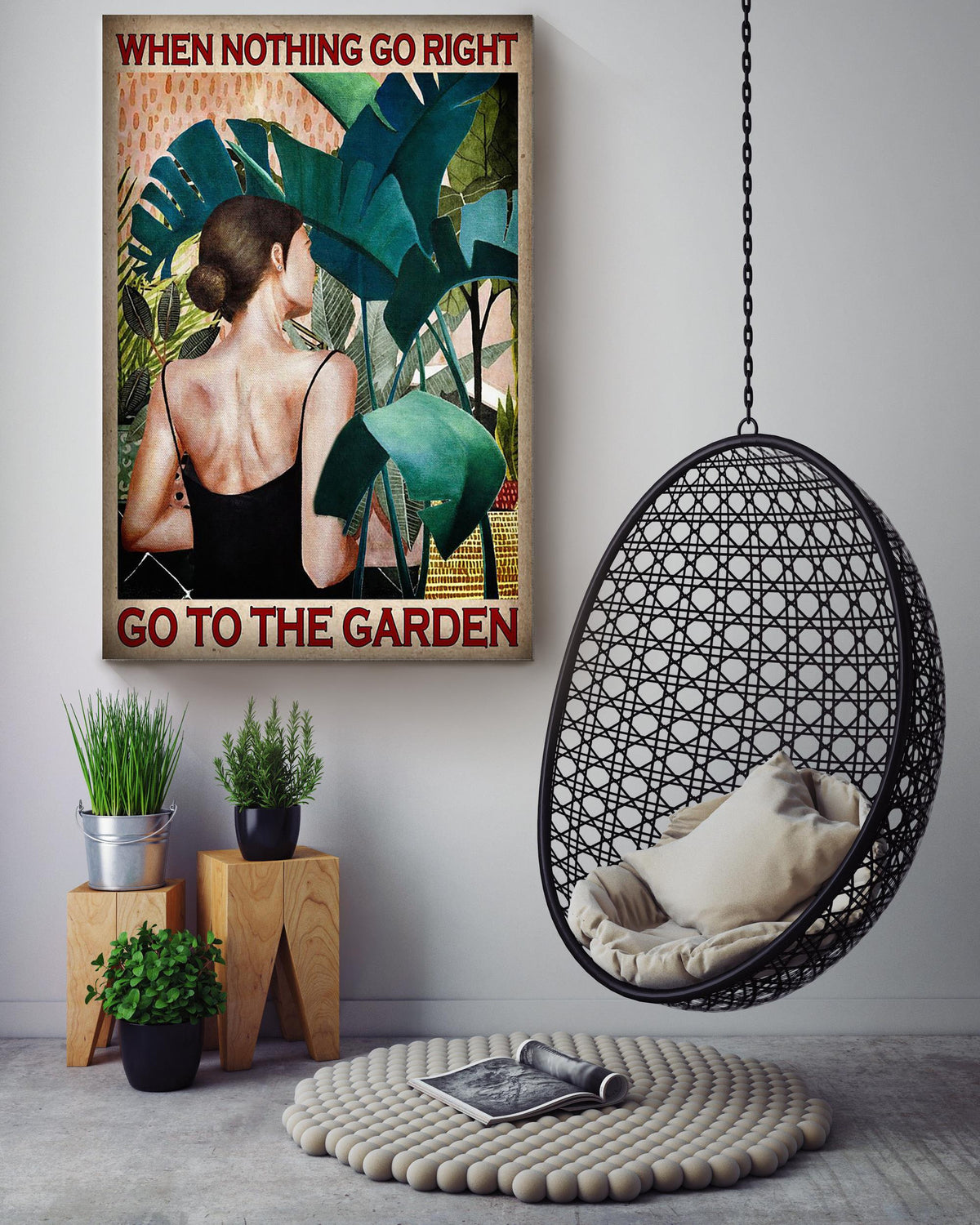 When Nothing Go Right Go To The Garden Poster Gardening Gallery Canvas Wall ArtFor Home Farmhouse Decor Housewarming Canvas Framed Prints, Canvas