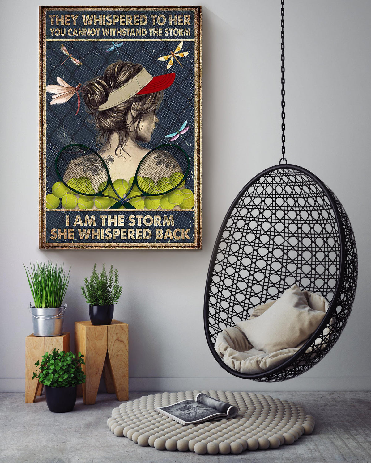 Tennis Girl They Whispered To Her Motivation Quote Gallery Canvas Wall ArtGift For Girl Woman's Day Canvas Framed Prints, Canvas