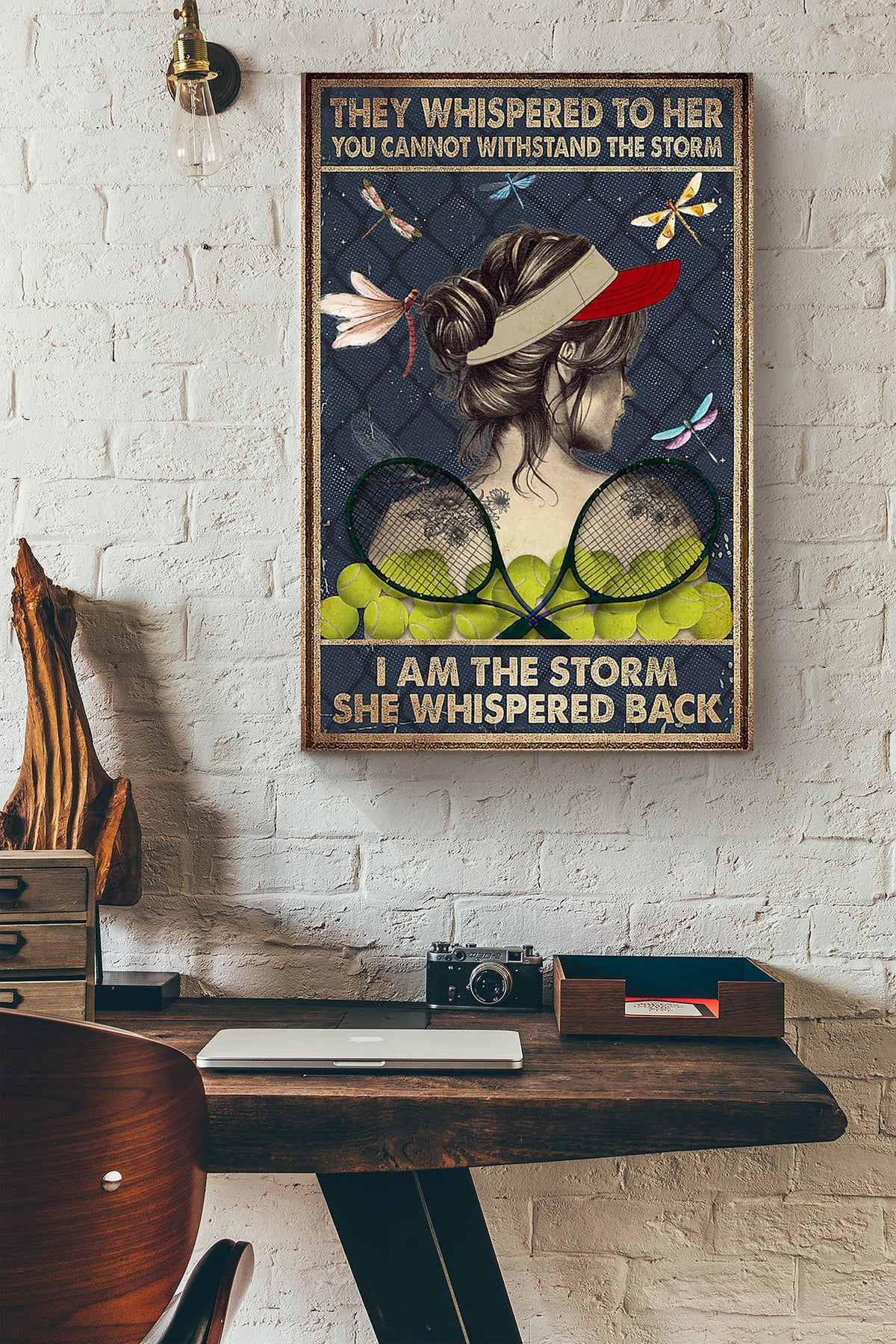 Tennis Girl They Whispered To Her Motivation Quote Gallery Canvas Wall ArtGift For Girl Woman's Day Canvas Framed Prints, Canvas