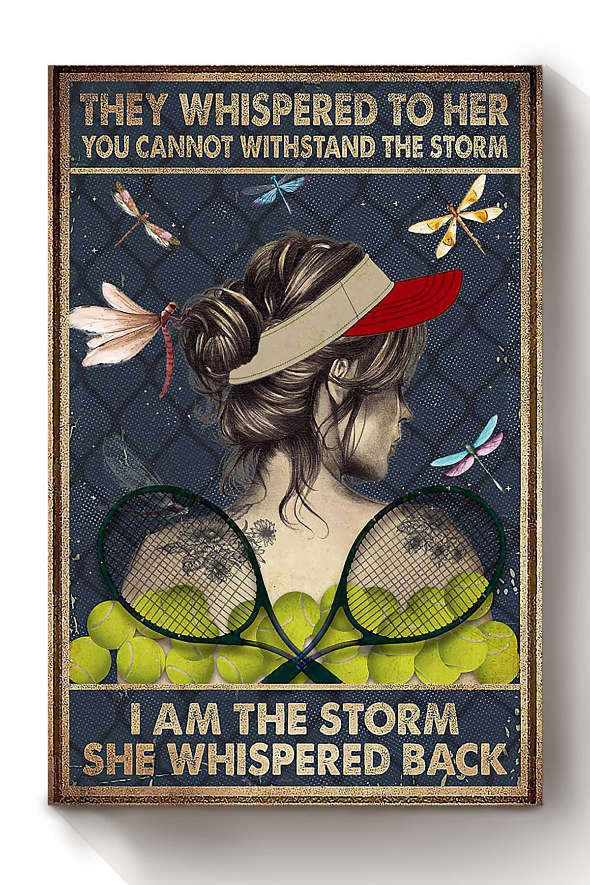 Tennis Girl They Whispered To Her Motivation Quote Gallery Canvas Wall ArtGift For Girl Woman's Day Canvas Framed Prints, Canvas