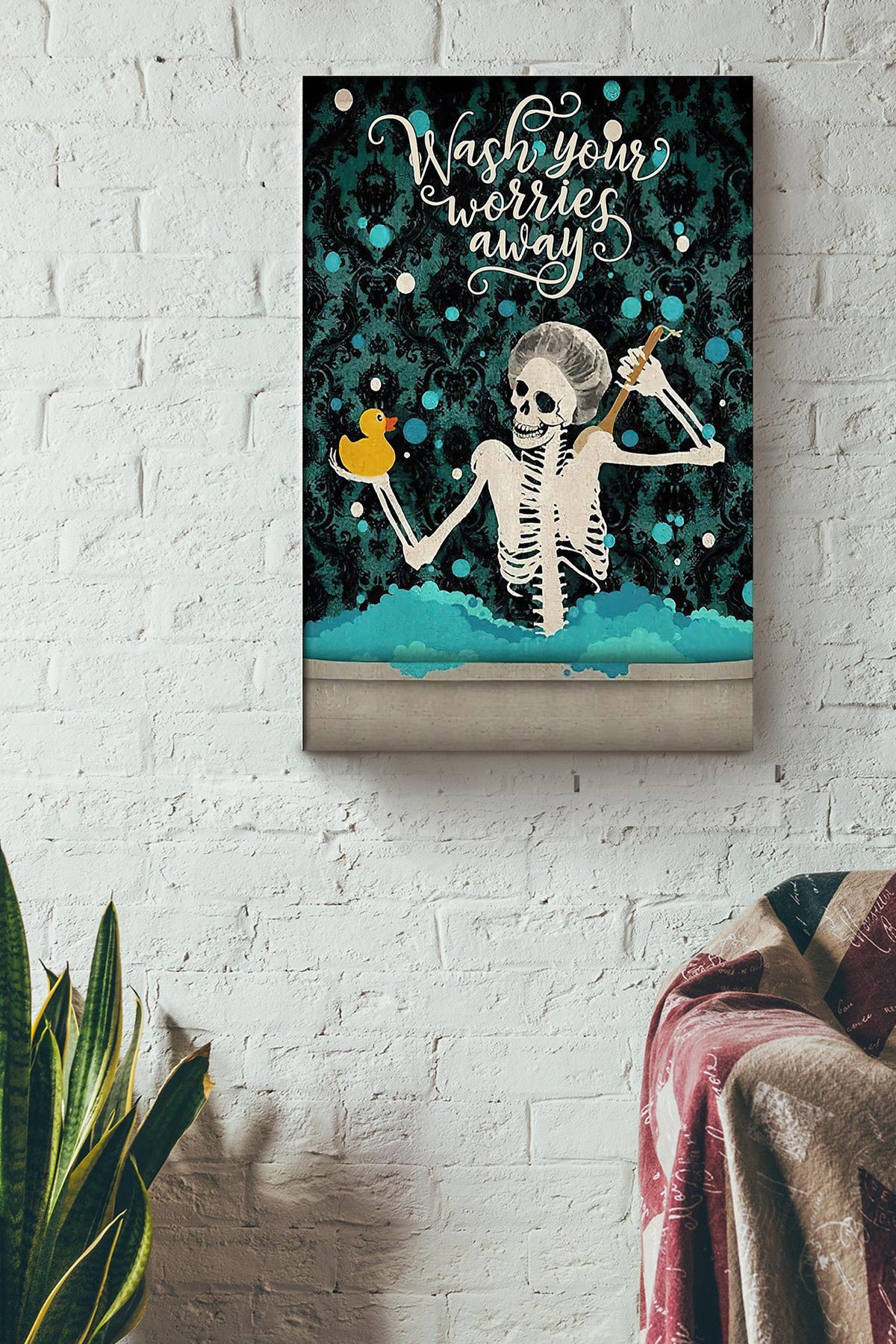 Wash Your Worries Away Poster Bathroom Decor Art For Halloween Canvas