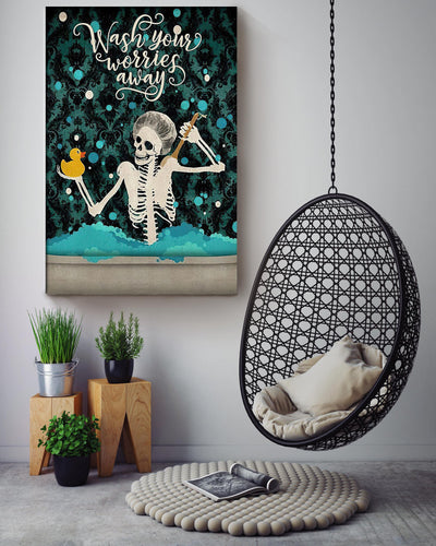 Wash Your Worries Away Poster Bathroom Decor Art For Halloween Canvas