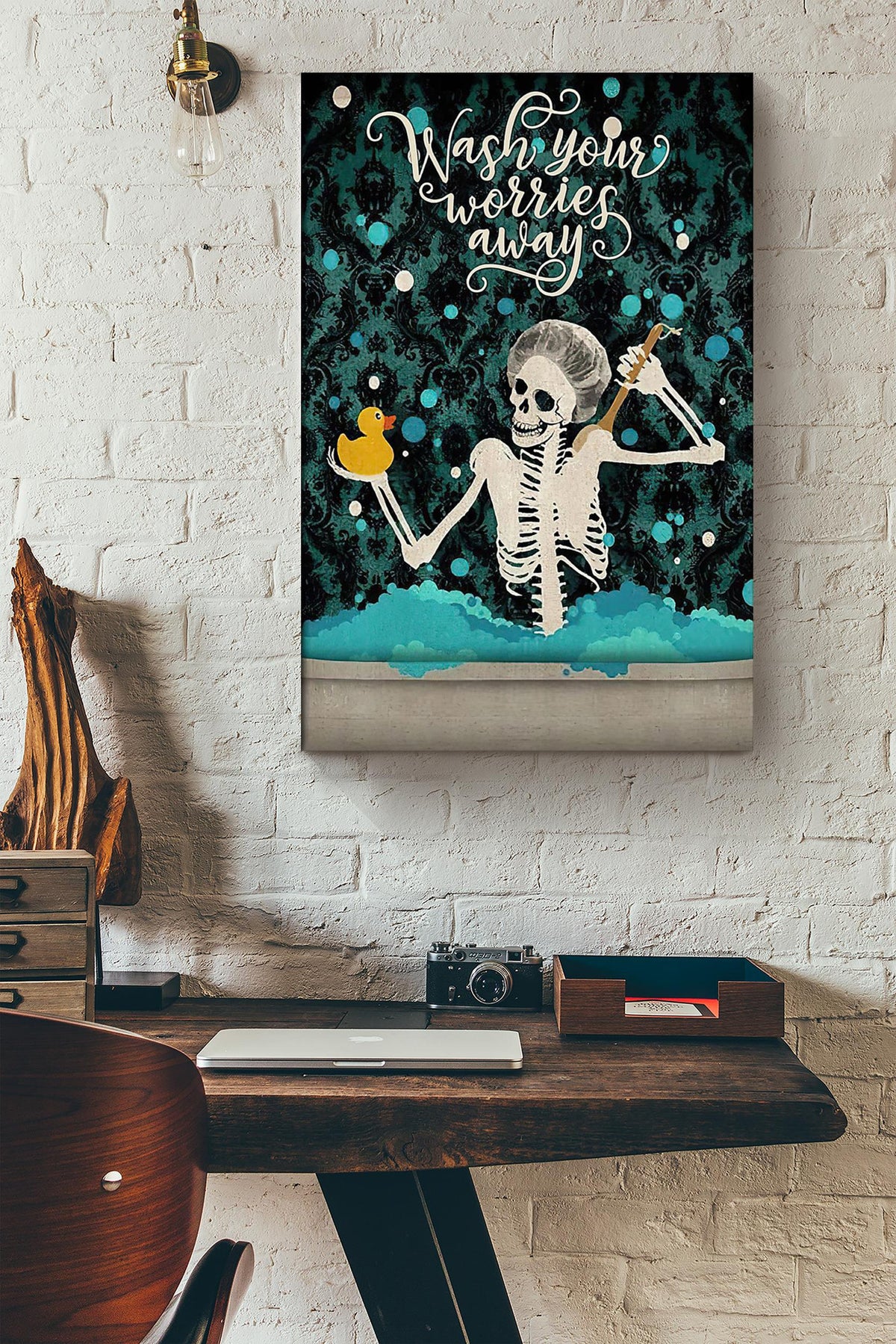 Wash Your Worries Away Poster Bathroom Decor Art For Halloween Canvas