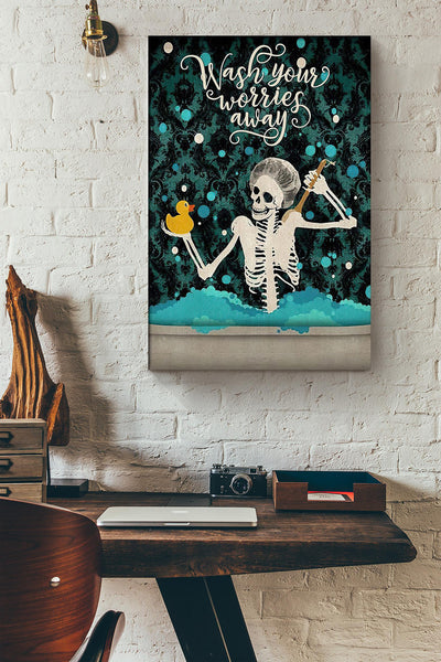 Wash Your Worries Away Poster Bathroom Decor Art For Halloween Canvas