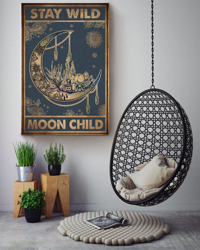 Stay Wild Moon Child Keep Calming Quote Gallery Canvas Wall ArtGift For Yoga Girl Meditation Lover 06 Canvas Framed Prints, Canvas