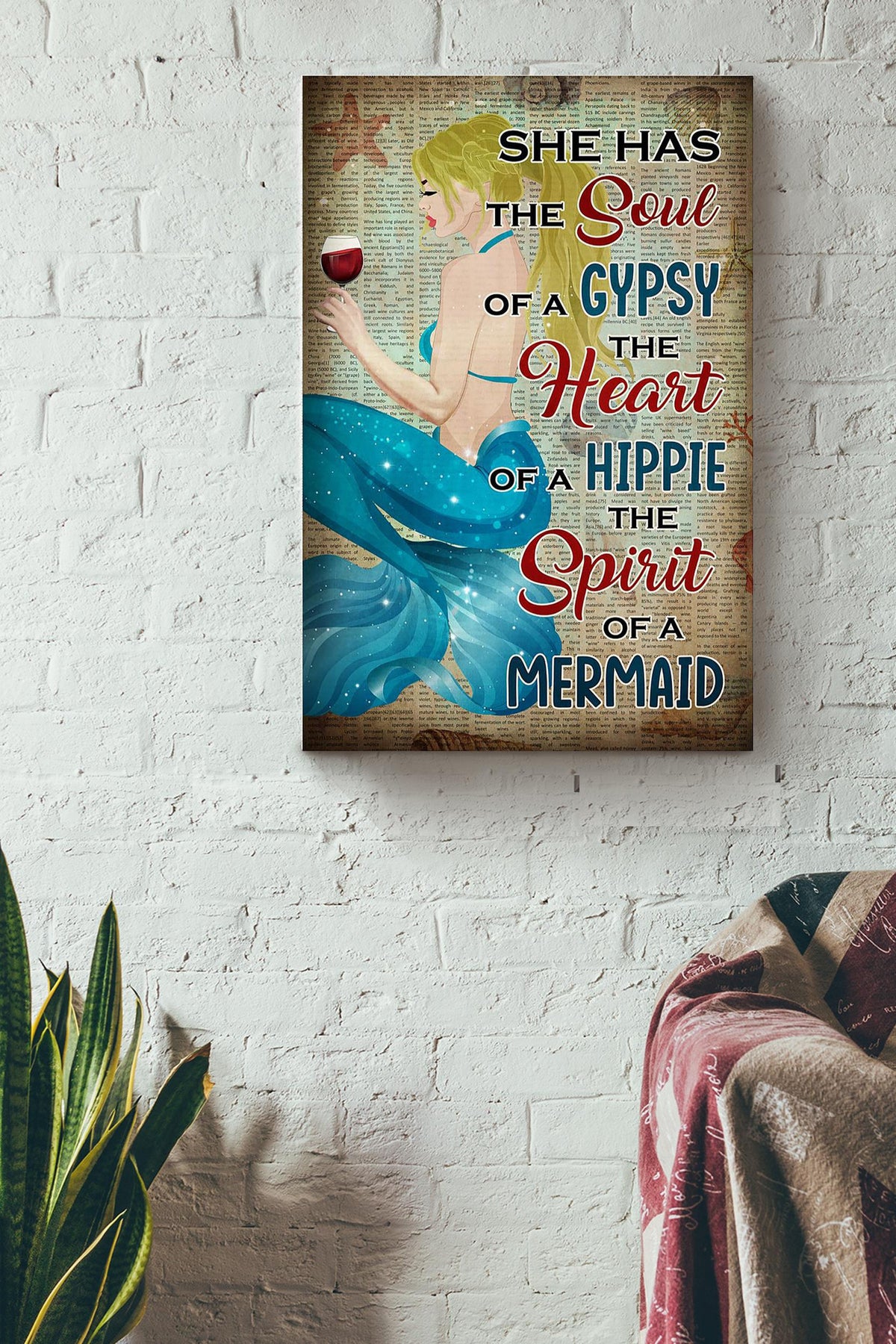 She Has The Soul Of A Gypsy The Heart Of A Hippie The Spirit Of A Mermaid Poster For Mermaid Fan Kids Room Decor Canvas