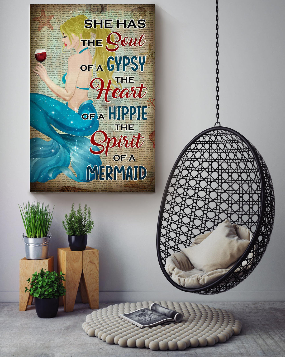 She Has The Soul Of A Gypsy The Heart Of A Hippie The Spirit Of A Mermaid Poster For Mermaid Fan Kids Room Decor Canvas