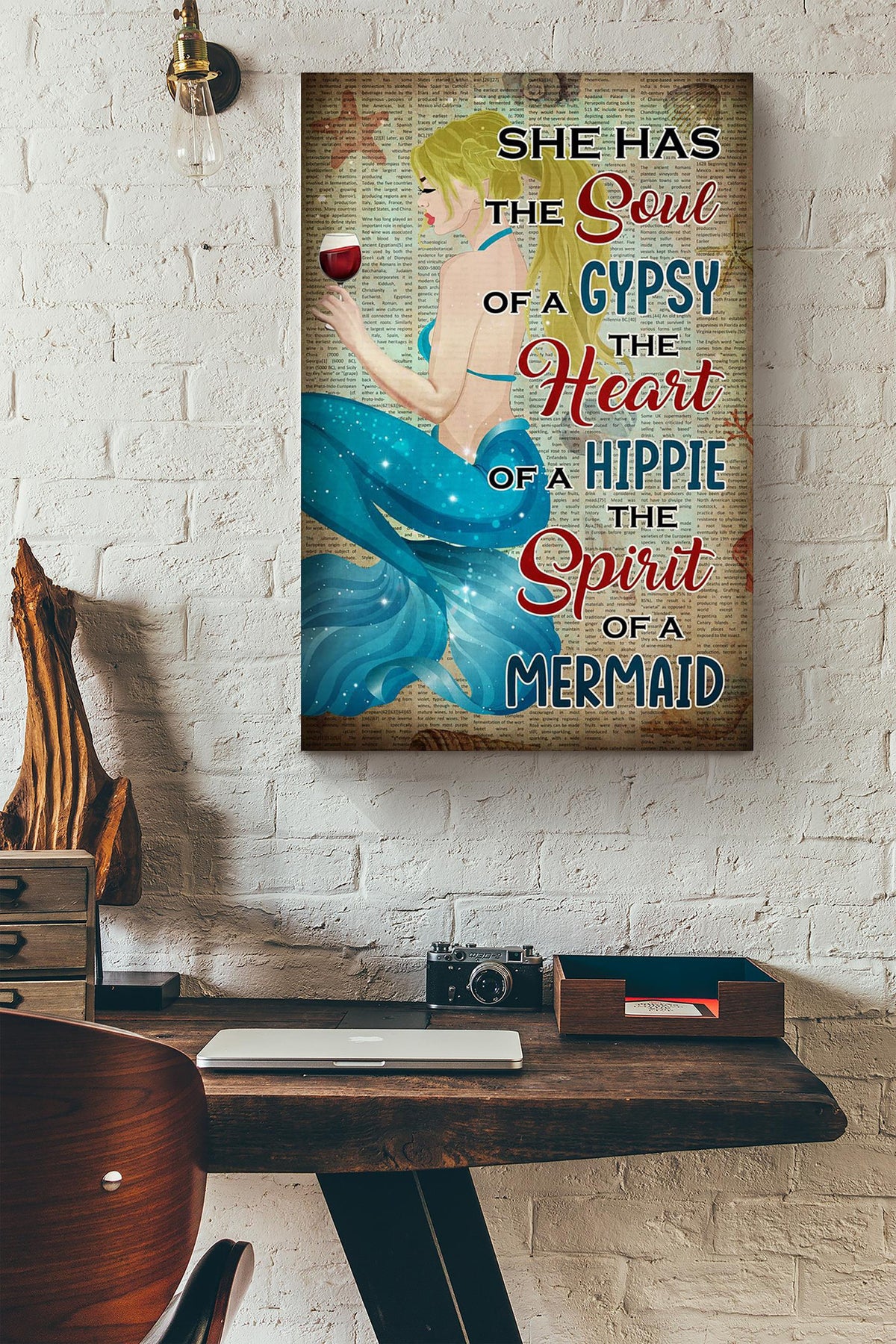 She Has The Soul Of A Gypsy The Heart Of A Hippie The Spirit Of A Mermaid Poster For Mermaid Fan Kids Room Decor Canvas