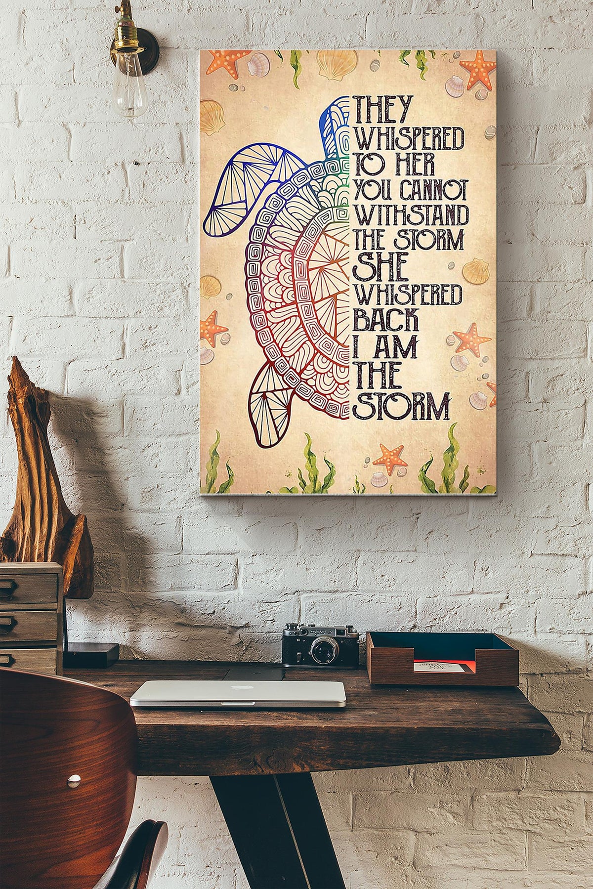 She Whispered Back I Am The Storm Turtle Poster Canvas Gallery Wrapped Canvas Framed Gift Idea