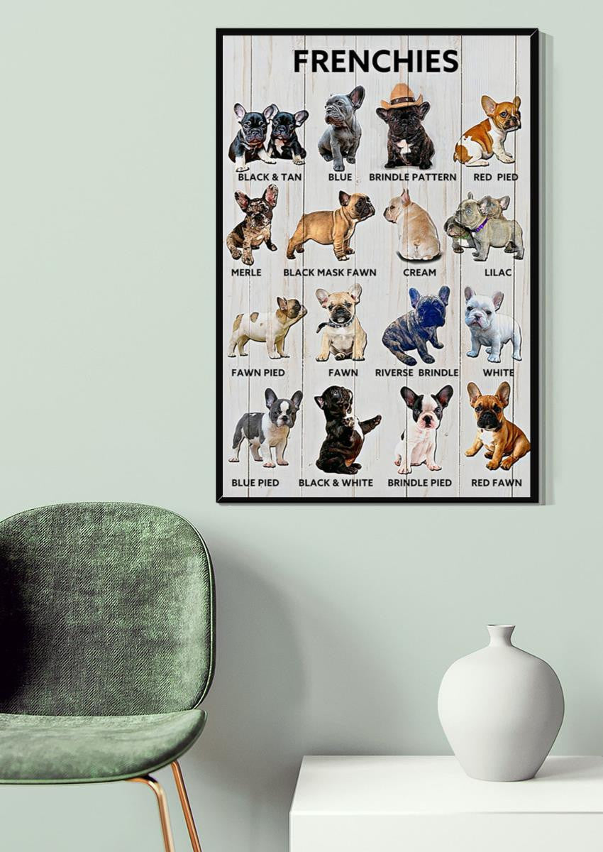 Types Of French Bulldog Animal Knowledge For Homeschool Nusery Kids Bedroom Decor Canvas