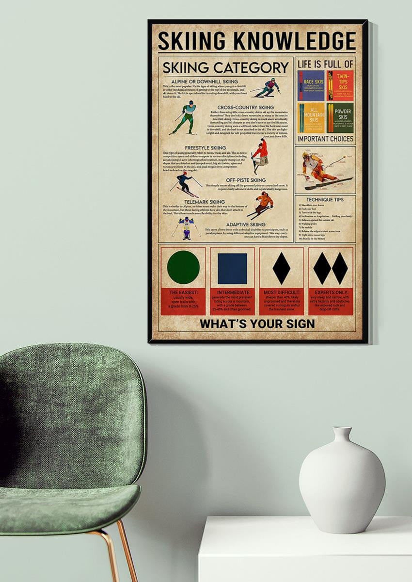 Skiing Knowledge Skiing Wall Decor Gift For S Kiers Canvas