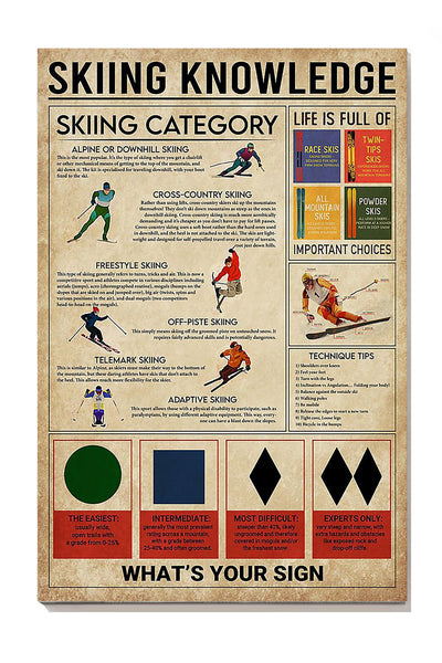 Skiing Knowledge Skiing Wall Decor Gift For S Kiers Canvas