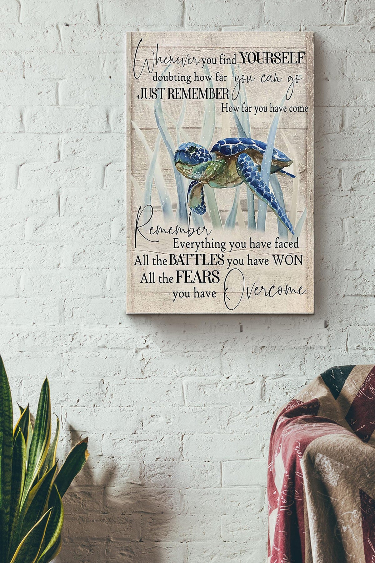 Whenever You Find Youself Doubting How Far You Can Go Poster - Quote Gallery Canvas Wall Art- Gift For Therapist Mental Health Disorder People Turtle Lover Canvas Gallery Wrapped Canvas Framed Gift Idea Framed Prints, Canvas