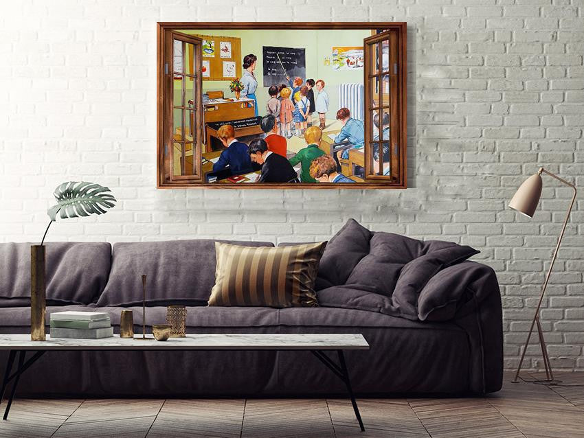 Window View Classroom Teacher Gallery Canvas Wall ArtFor School Decor Framed Prints, Canvas