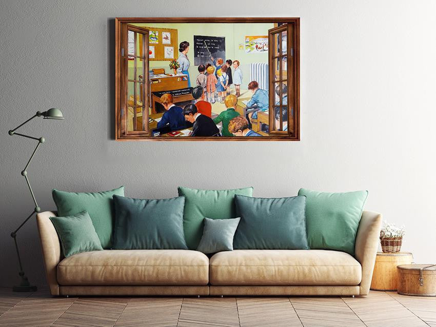 Window View Classroom Teacher Gallery Canvas Wall ArtFor School Decor Framed Prints, Canvas
