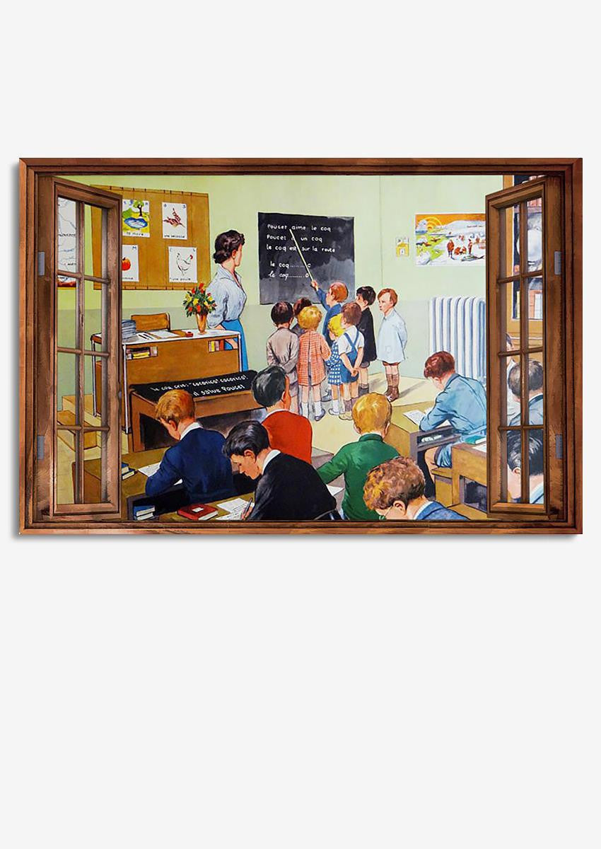 Window View Classroom Teacher Gallery Canvas Wall ArtFor School Decor Framed Prints, Canvas