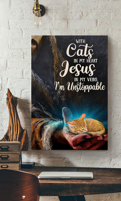 With Cats In My Heart Jesus God Gallery Canvas Wall ArtFor Home Decor Gift For Christian Cat Lovers Canvas Gallery Wrapped Canvas Framed Gift Idea Framed Prints, Canvas
