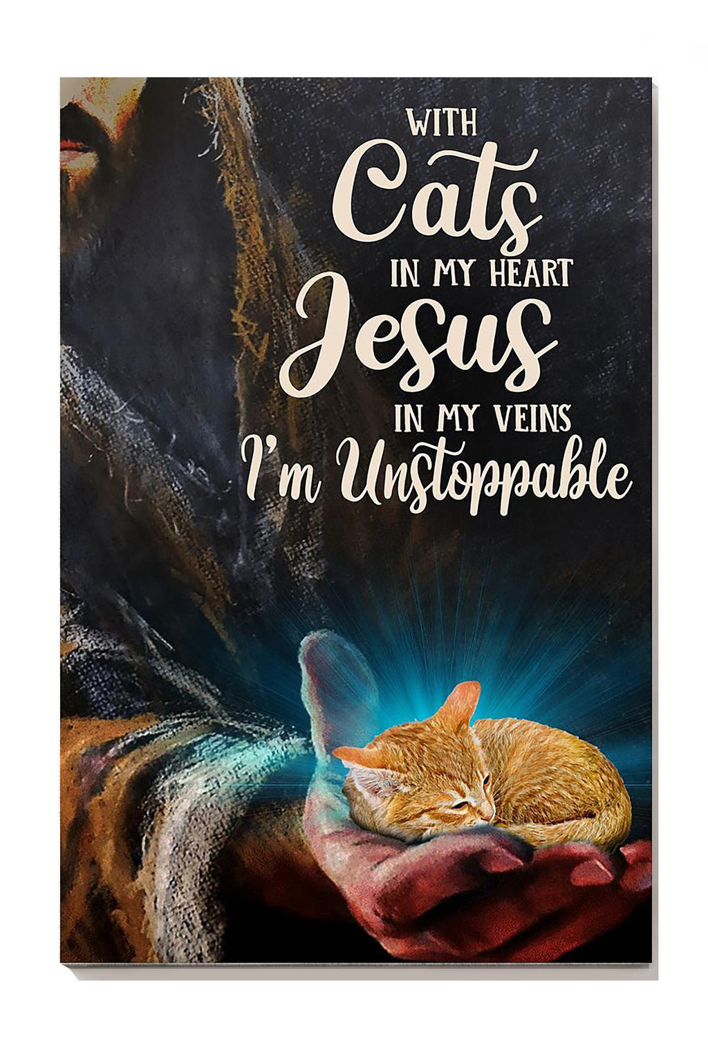 With Cats In My Heart Jesus God Gallery Canvas Wall ArtFor Home Decor Gift For Christian Cat Lovers Canvas Gallery Wrapped Canvas Framed Gift Idea Framed Prints, Canvas