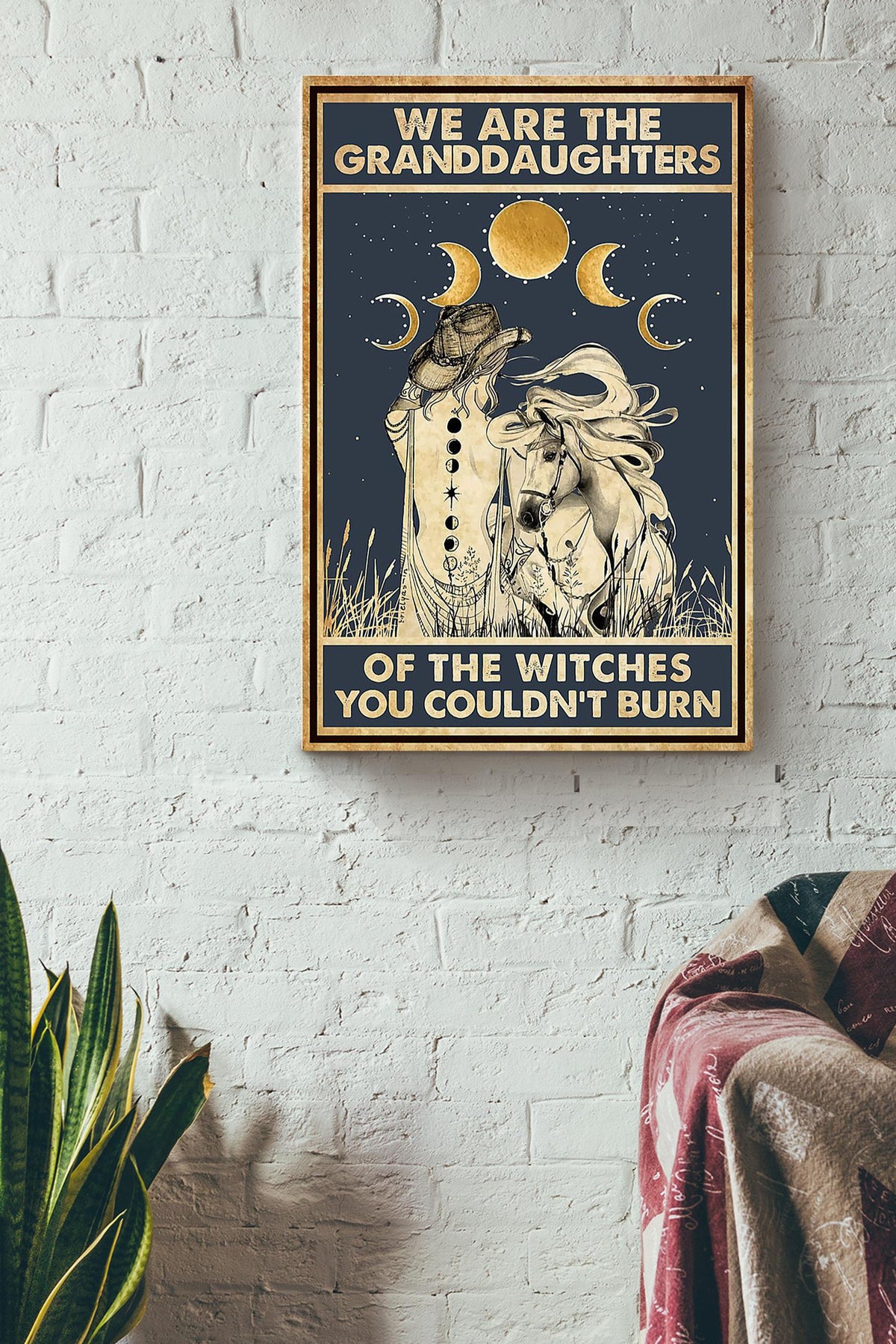 We Are Granddaughter Witch Cowgirl Halloween Wall Decor Gift For Pumpkin Carving Ideas Halloween Decorations Haunted Houses Canvas