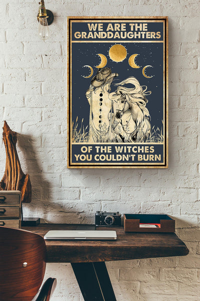 We Are Granddaughter Witch Cowgirl Halloween Wall Decor Gift For Pumpkin Carving Ideas Halloween Decorations Haunted Houses Canvas
