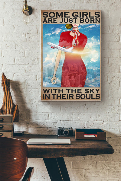 Some Girl Are Just Born With The Sky In Their Souls Russia Female Flight Attendant Poster Canvas Gallery Wrapped Canvas Framed Gift Idea