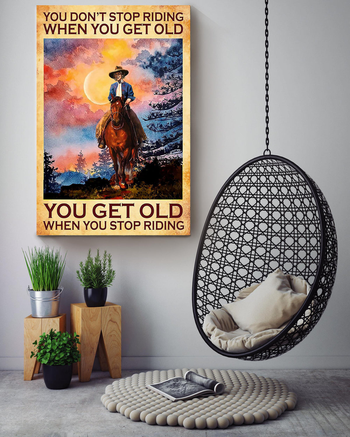 You Dont Stop Riding Cowgirl Running Horse Gallery Canvas Wall ArtGift For Horse Lover Horseback Rider Cowboy Canvas Framed Prints, Canvas