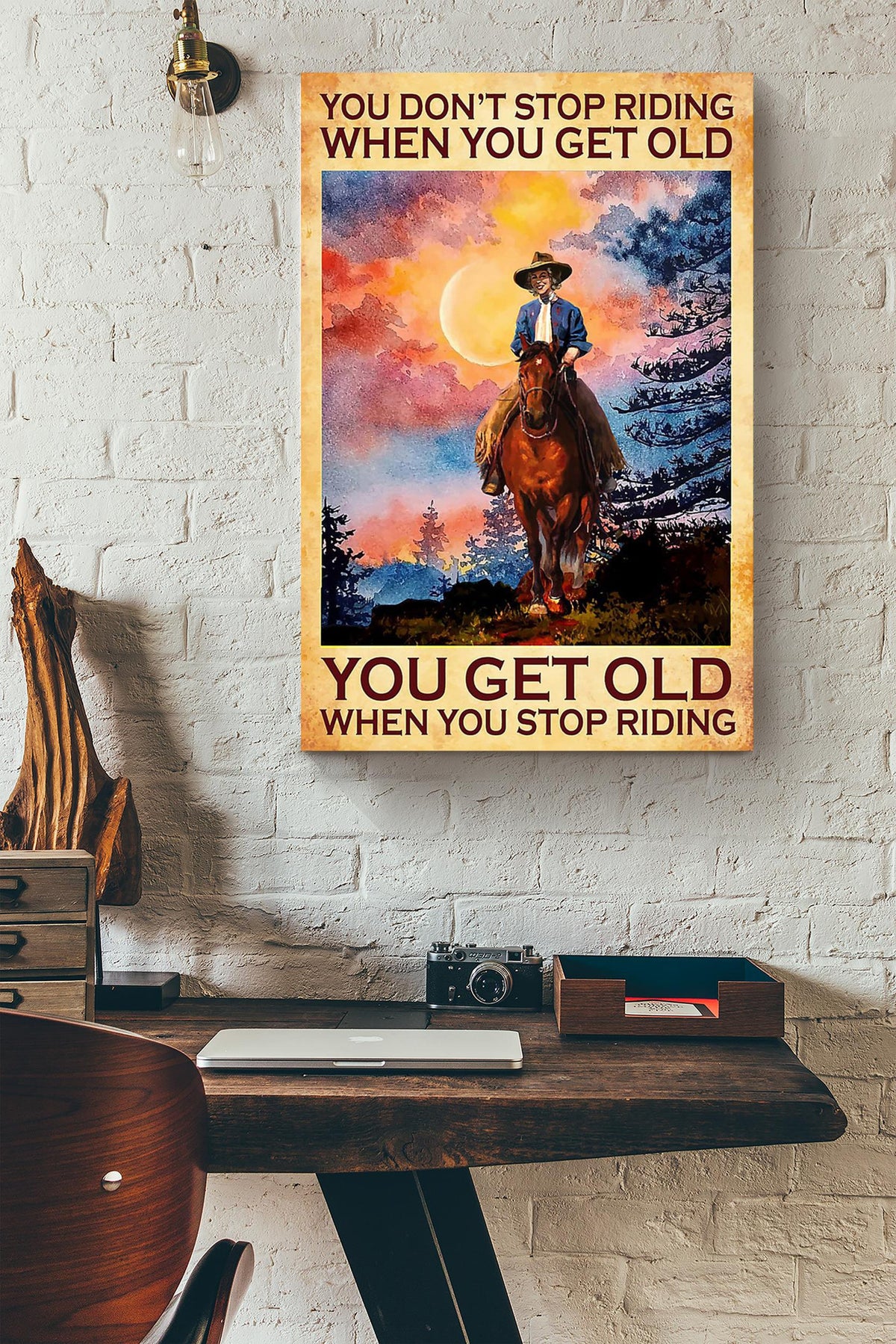 You Dont Stop Riding Cowgirl Running Horse Gallery Canvas Wall ArtGift For Horse Lover Horseback Rider Cowboy Canvas Framed Prints, Canvas