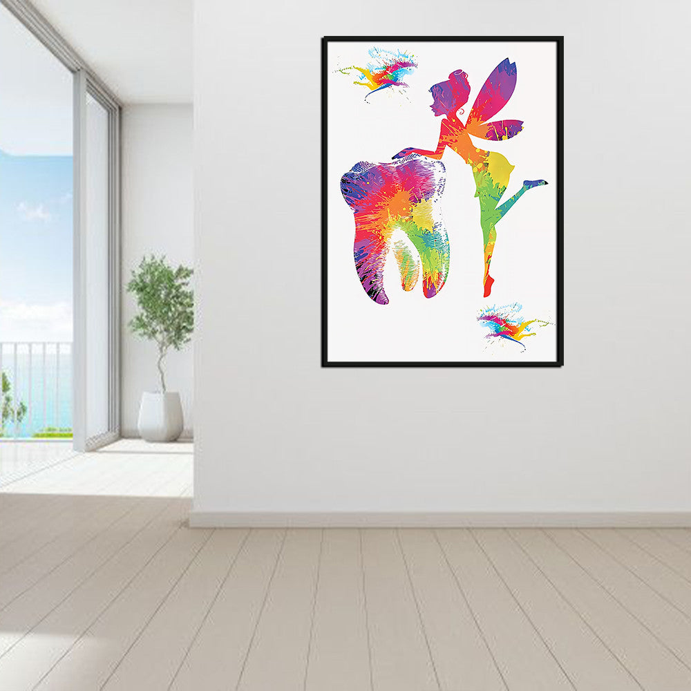 Tooth Fairy Colorful Art Poster Canvas Gallery Wrapped Canvas Framed Gift Idea