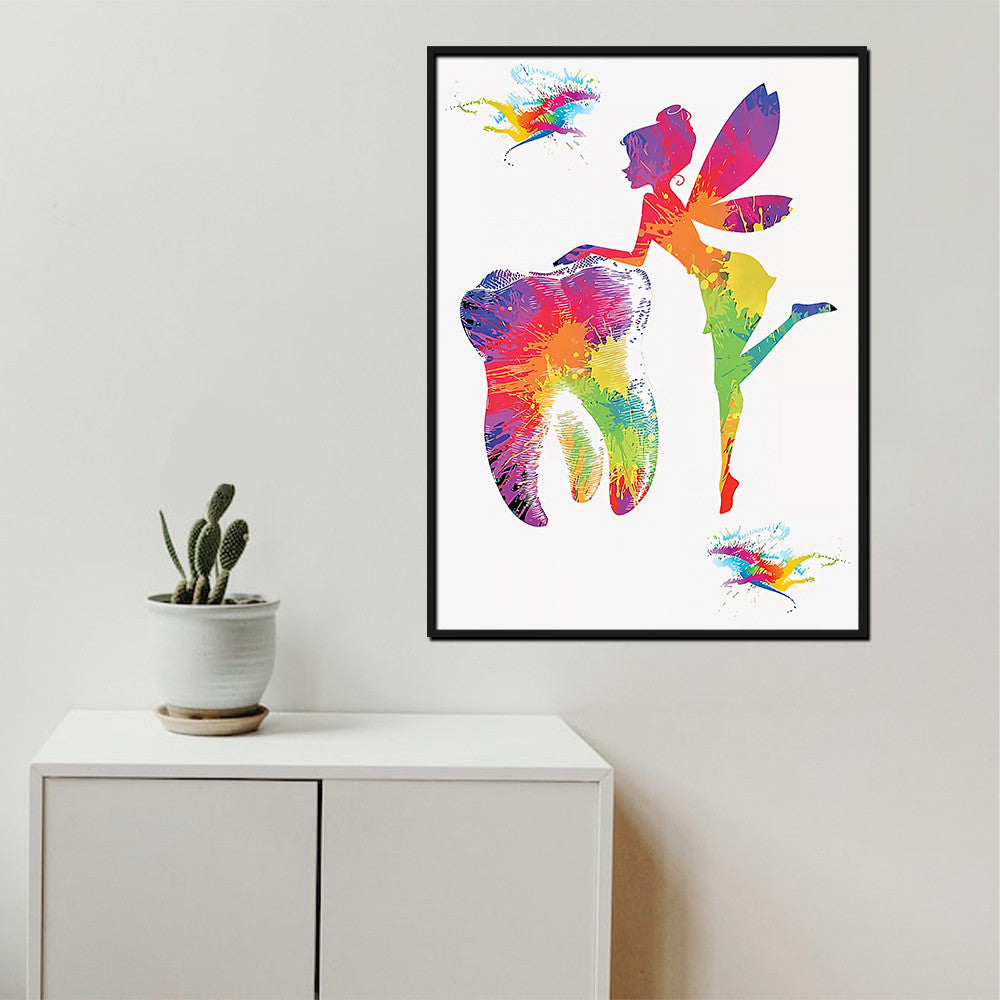 Tooth Fairy Colorful Art Poster Canvas Gallery Wrapped Canvas Framed Gift Idea