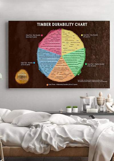 Timber Durability Circle Chart Wood Knowledge Gallery Canvas Wall ArtGift For Carpenter Woodworking Framed Prints, Canvas