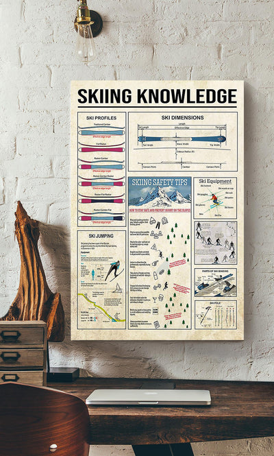 Skiing Knowledge Skiing Wall Decor Gift For Traveler Canvas
