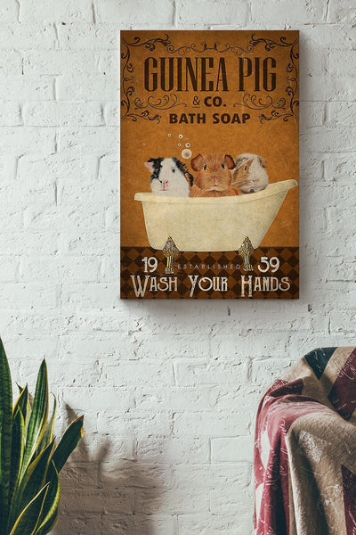 Wash Your Hands Poster For Bathroom Decor Guinea Pig Lover Canvas