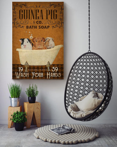 Wash Your Hands Poster For Bathroom Decor Guinea Pig Lover Canvas