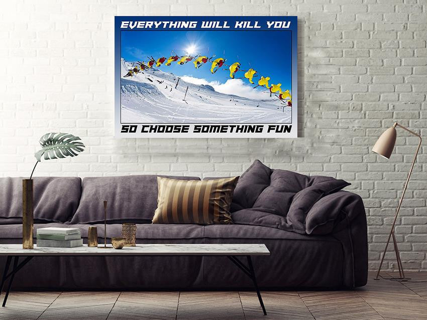 Skiing Choose Something Fun Skiing Gallery Canvas Wall ArtGift For Explorer Framed Prints, Canvas
