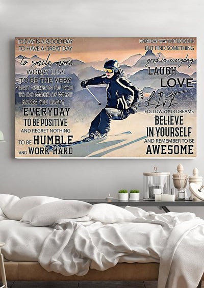 Skiing Today Is A Good Day Skiing Gallery Canvas Wall ArtGift For Explorer Framed Prints, Canvas