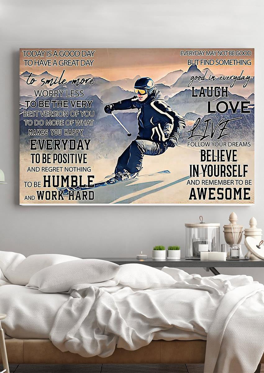 Skiing Today Is A Good Day Skiing Gallery Canvas Wall ArtGift For Explorer Framed Prints, Canvas