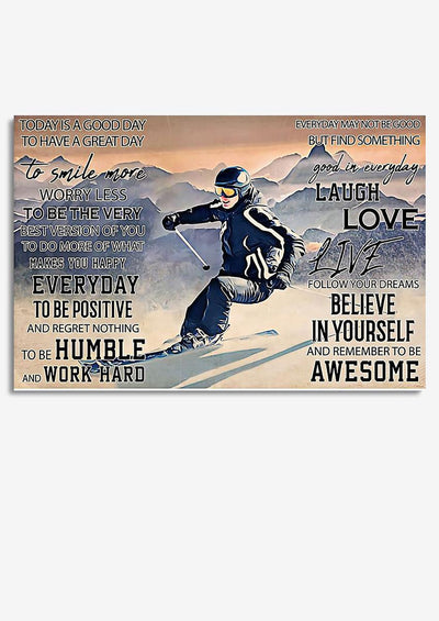 Skiing Today Is A Good Day Skiing Gallery Canvas Wall ArtGift For Explorer Framed Prints, Canvas