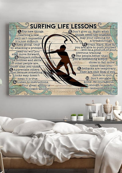 Surfing Lesson Surfing Gallery Canvas Wall ArtBirthday Gift For Surfing Lover Framed Prints, Canvas