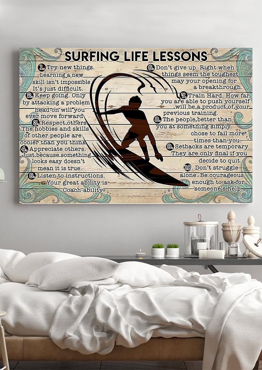 Surfing Lesson Surfing Gallery Canvas Wall ArtBirthday Gift For Surfing Lover Framed Prints, Canvas