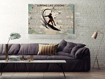 Surfing Lesson Surfing Gallery Canvas Wall ArtBirthday Gift For Surfing Lover Framed Prints, Canvas